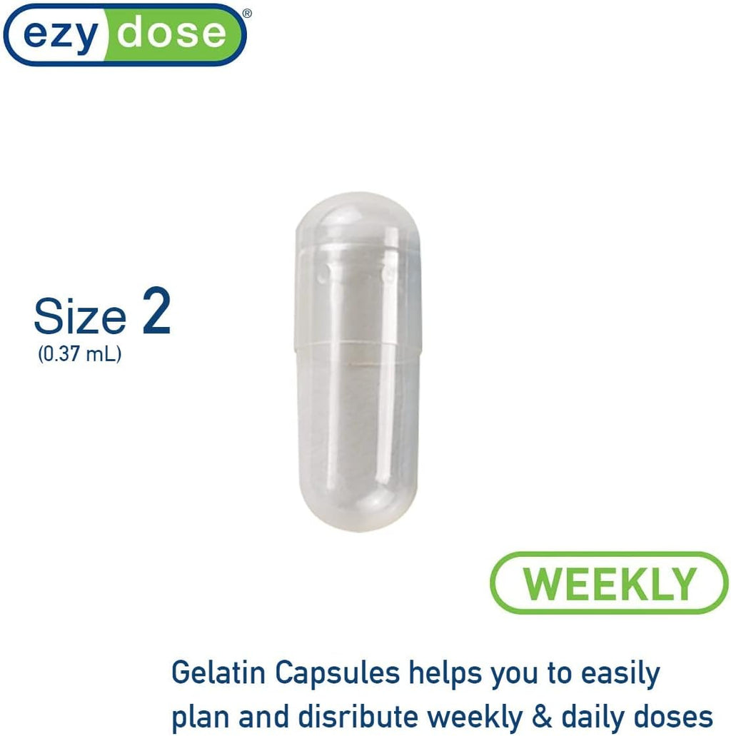 EZY DOSE Cápsulas de Gelatina Vacías Tamaño 2 (0.37 mL) - 500 Unidades