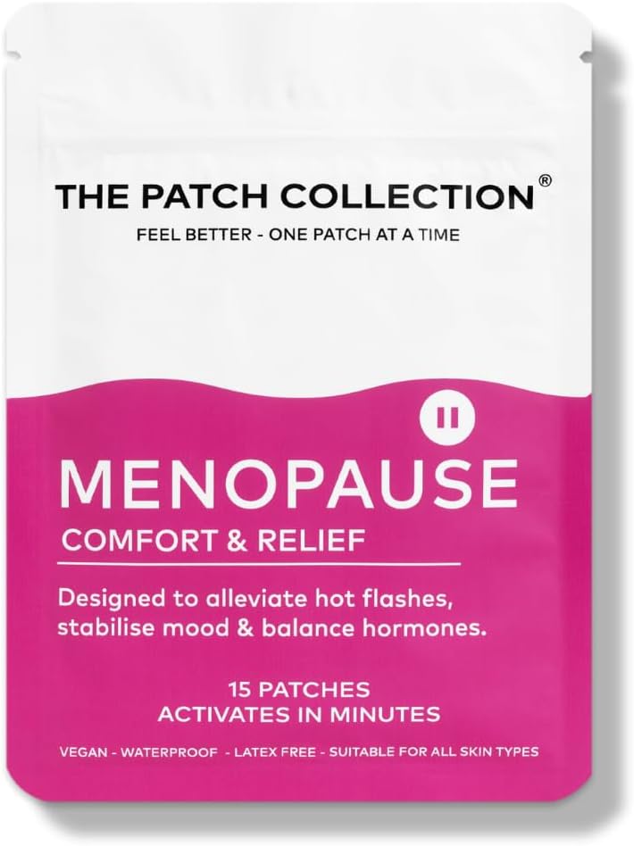The Patch Collection Parche de Apoyo para la Menopausia - Alivio de Sofocos, Sudores Nocturnos, Fatiga, Estado de Ánimo y Sueño - 100% Natural y Vegano, Sin Látex (Pack de 15)