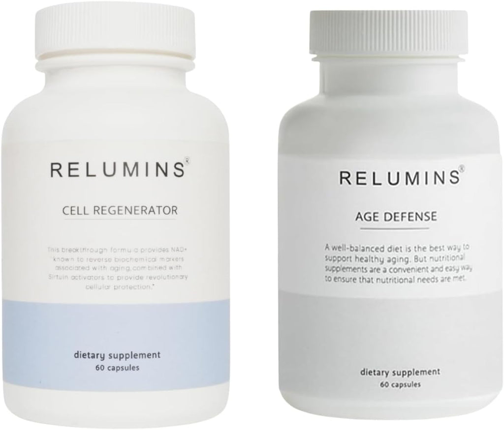 Relumins Age Defense NAD+ Supplement with NADH, CoQ10, Glutathione, Resveratrol, Fisetin, Curcumin & EGCG - Antioxidant Support Supplement – 60 Vegan Capsules