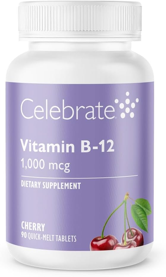 Celebrate Vitaminas B-12 Fusión Rápida 1000 mcg con Ácido Fólico – 90 Comprimidos
