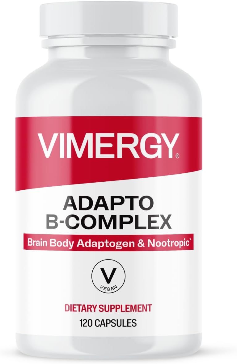 Vimergy Adapto B Complex – Complejo B con 8 Vitaminas B Activas, Rodiola y Espino Blanco – 120 Cápsulas