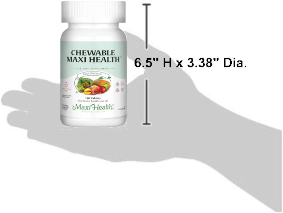 Maxi Health Chewable Multivitamin for Kids, Teens, and Adults - 180 Cherry Flavored Tablets