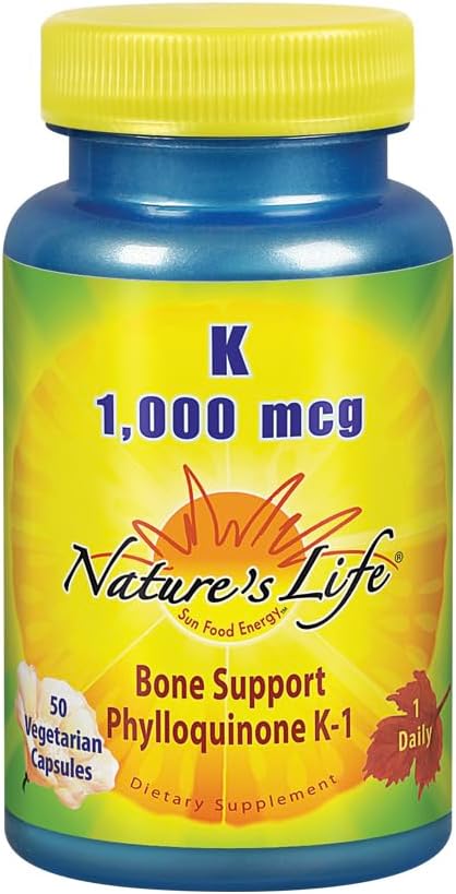 Nature's Life Vitamina K1 1000 mcg - 50 Cápsulas Vegetarianas