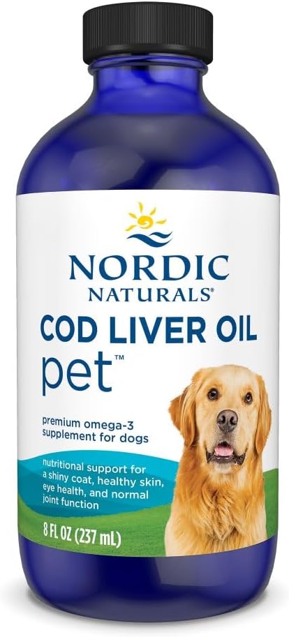 Nordic Naturals Pet Cod Liver Oil, Sin Sabor - 473 ml - 1048 mg de Omega-3 por Cucharadita - Aceite de Pescado para Perros con EPA y DHA