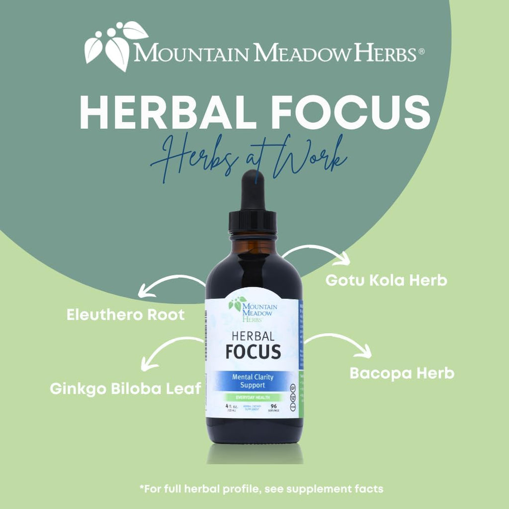 Mountain Meadow Herbs Herbal Focus – Fórmula Herbal Líquida para Claridad Mental y Alerta, 118 ml (4 oz)