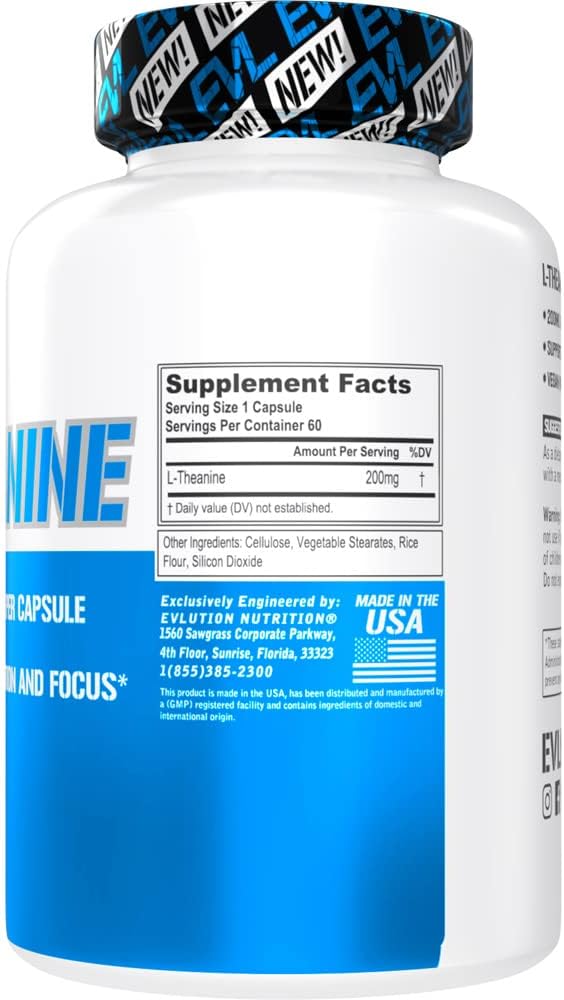Evlution L-Teanina 200 mg Cápsulas para la Concentración y Relajación