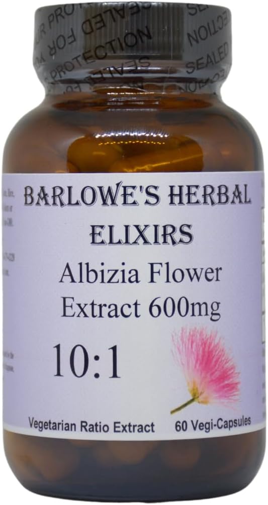 Barlowe's Herbal Elixirs Extracto de Albizia Julibrissin 10:1 – 600 mg, 60 Cápsulas Vegetales
