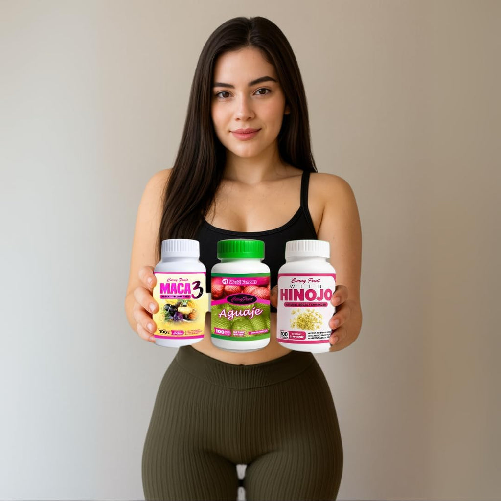 Suplemento Aguaje + Maca 3 + Hinojo Silvestre para Curvas Naturales – 3 Botellas (1 Mes)