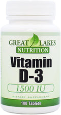Great Lakes Nutrition Vegan Vitamin D3, 1500 IU, 100 Capsules