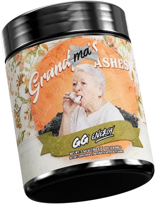 Gamer Supps GG Energy - Grandma's Ashes (100 Servicios) - Mezcla de energía y nootrópicos para gaming, baja en calorías, sin azúcar, con cafeína y vitaminas