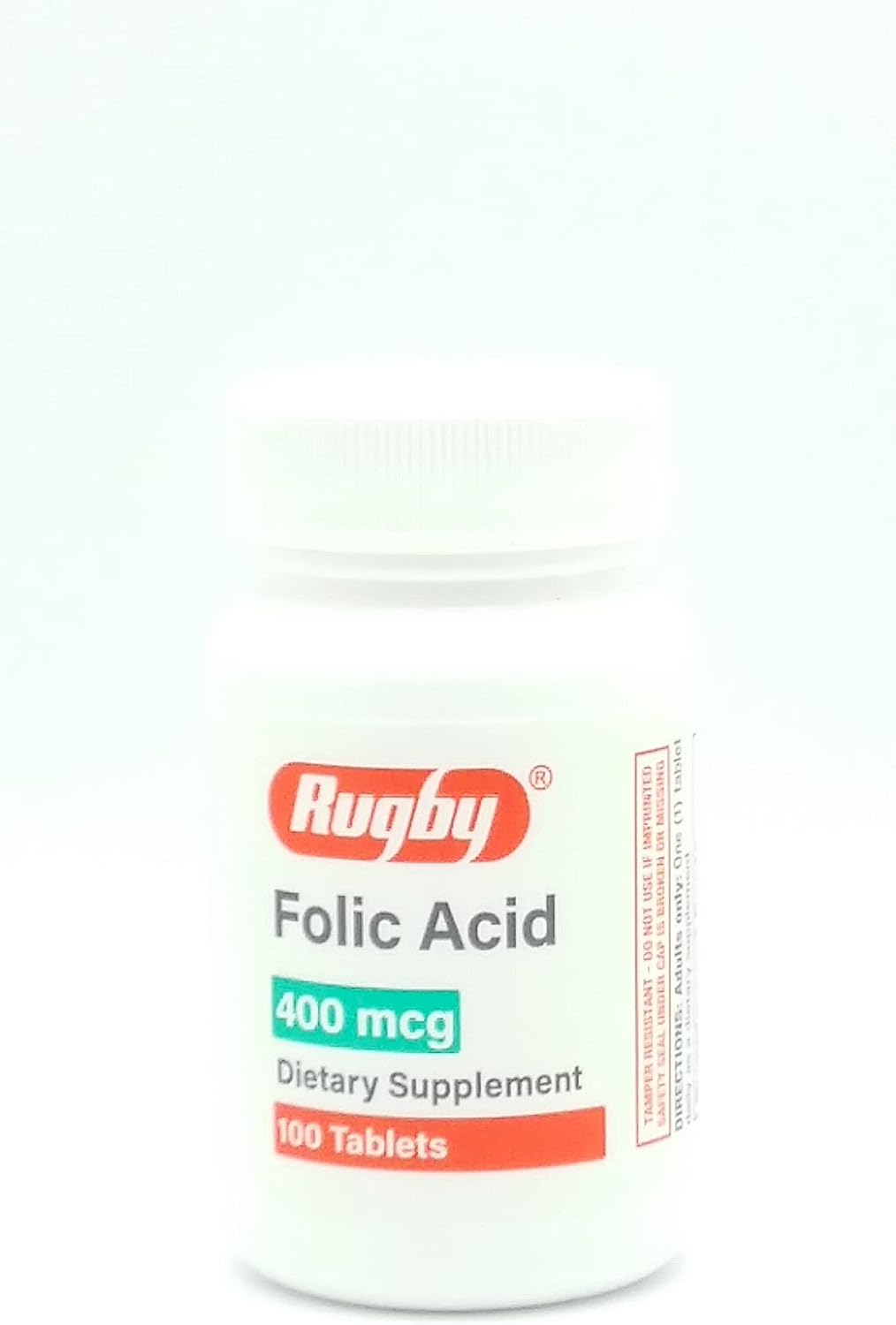Rugby Laboratories Ácido Fólico 400 mcg - Complemento de Vitamina B9 - 100 Comprimidos