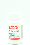 Rugby Laboratories Ácido Fólico 400 mcg - Complemento de Vitamina B9 - 100 Comprimidos