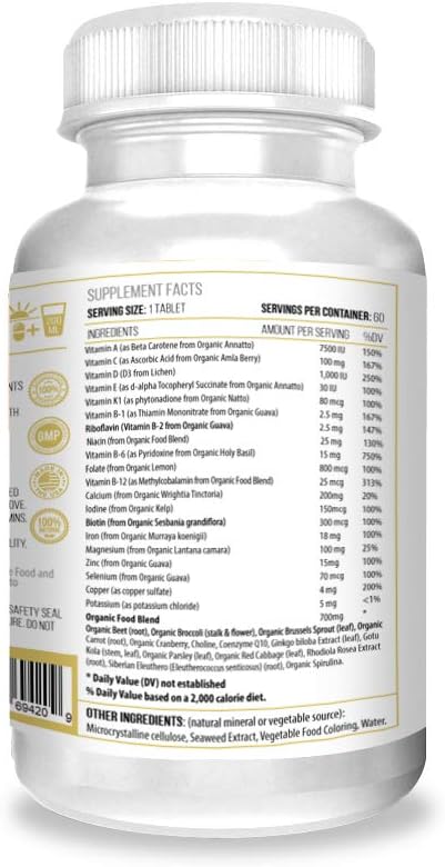 ACTIF Multivitamínico para Mujeres Mayores de 30 Años con 30 Vitaminas Orgánicas y Hierbas Orgánicas, Non-GMO, Fabricado en EE. UU., Suministro para 2 Meses