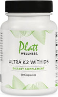 Platt Wellness Ultra K2 con D3 – Vitamina D3 y K2 (MK-7) – 60 Cápsulas