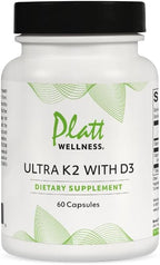 Platt Wellness Ultra K2 con D3 – Vitamina D3 y K2 (MK-7) – 60 Cápsulas