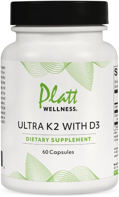 Platt Wellness Ultra K2 con D3 – Vitamina K2 (MK-7) + Vitamina D3 – 60 Cápsulas