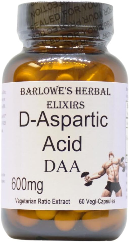 Barlowe's Herbal Elixirs Ácido D-Aspártico – 600 mg de ácido D-aspártico por cápsula – Image 1