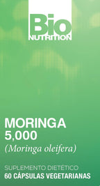 Bio Nutrition Moringa 5000mg 60 Vegetarian Capsules | Complete Green Superfood | Natural Multivitamin | Energy & Digestive Health