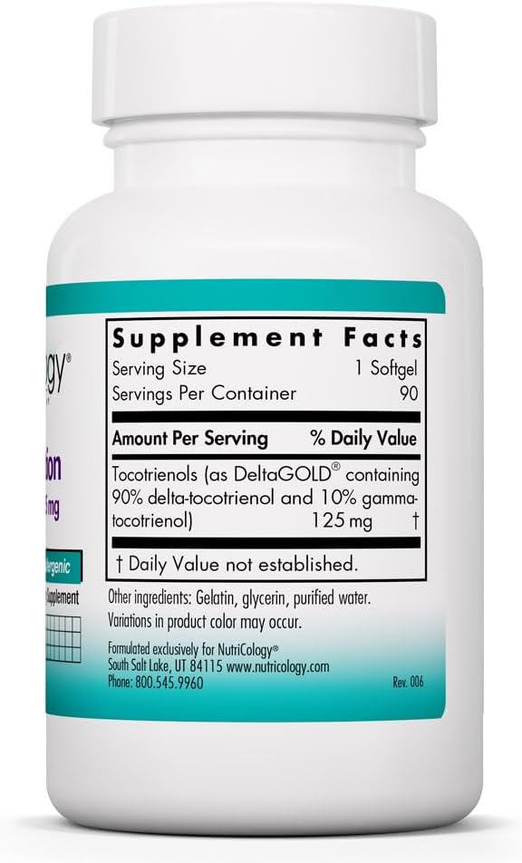 Nutricology Delta-Fracción Tocotrienoles, 125 mg, 90 cápsulas blandas