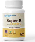Puregen Labs Super B Energy Complex con Vitamina C - Salud Inmunitaria, Energía y Sistema Nervioso - Sin Gluten, No Transgénico, 100 Comprimidos Vegetales