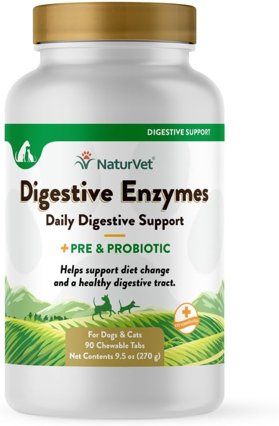 NaturVet Enzimas Digestivas y Probióticos - 90 Masticables para Perros