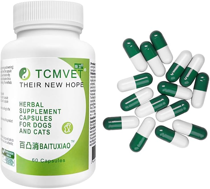 Baituxiao Suplemento Herbal para Bultos, Protuberancias y Lipomas en Perros y Gatos con Fórmula Disolvente y Apoyo Inmunológico – 60 Cápsulas