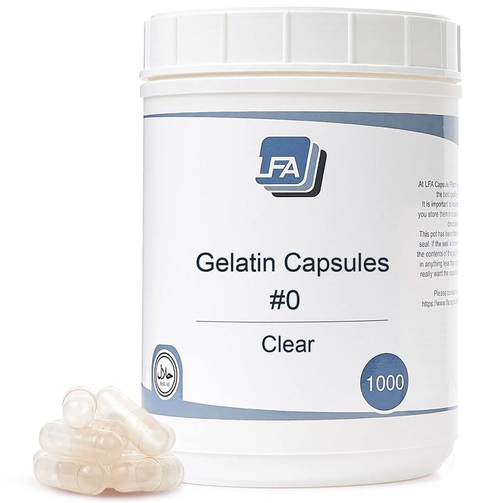 Empty Capsules Size 0 - 1000 Count, Halal Beef Gelatin Capsules for Filling