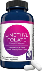 MD Life L-Metilfolato 2.5 mg – 90 Cápsulas – Complemento de Folato Metilado Activo