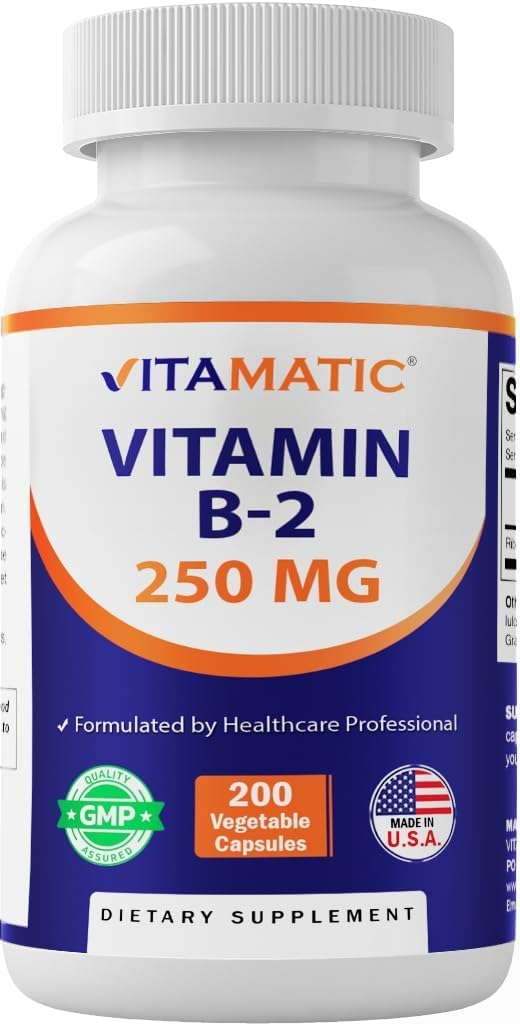 Vitamina B2 (Riboflavina) 250 mg – 200 Cápsulas Vegetarianas – Vitamatic