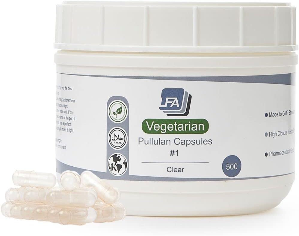 Cápsulas Vacías Tamaño 1 - HPMC Veganas - 500 Unidades - Claras