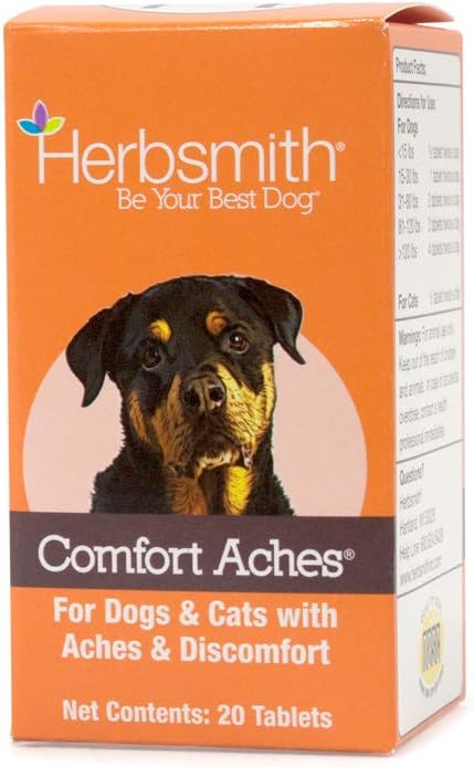 Herbsmith Comfort Aches – Alivio herbal para perros y gatos – 20 comprimidos