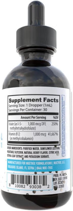 NuEthix Formulations B12 Liposomal con Metilfolato - Suplemento de Vitaminas B Bioactivas, 30 ml (30 dosis)