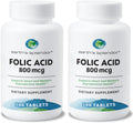 Ácido Fólico 800 mcg, 200 Comprimidos (Paquete de 2) - Earth's Splendor