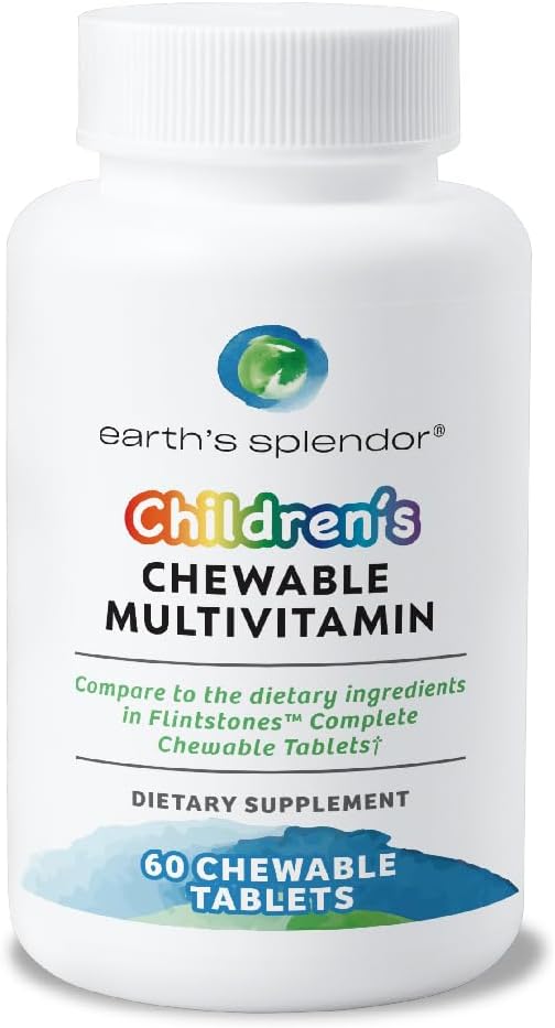 Earth's Splendor Multivitamínico Masticable para Niños, Apoya el Crecimiento Saludable, 60 Comprimidos