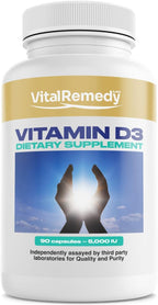 Vitamina D3 5000 UI - 90 Cápsulas Veganas para 3 Meses - VitalRemedyMD