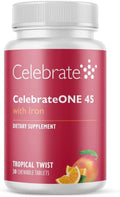 CelebrateONE 45 Multivitamínico Bariátrico con Hierro - Masticable Sabor Tropical - 30 Comprimidos