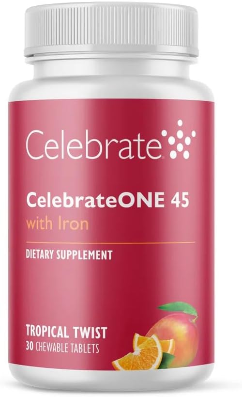 CelebrateONE 45 Multivitamínico Bariátrico con Hierro, Masticable Sabor Cereza, 90 Comprimidos (3 Meses)