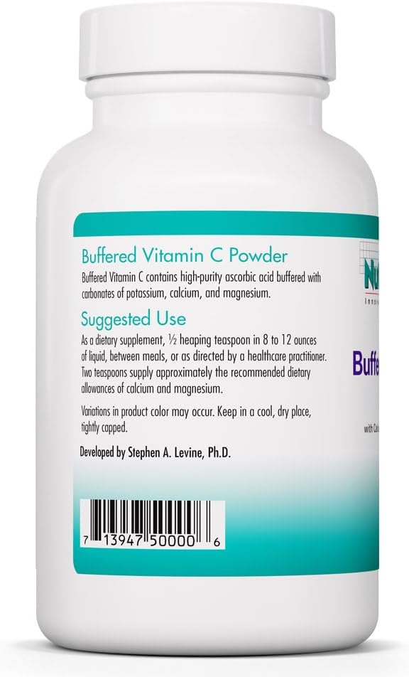 NutriCology Buffered Vitamin C Powder - Vitamina C Tamponada con Minerales - 102 Porciones - 241 g