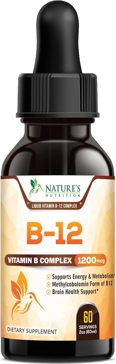 Vitamina B12 en Gotas - Metilcobalamina 1200 mcg - Complejo B Super B - Sabor Frambuesa - 60 ml