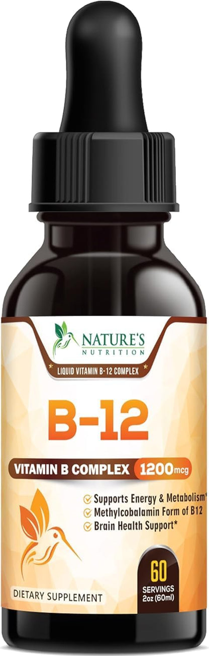 Vitamina B12 en Gotas - Metilcobalamina 1200 – Metabolismo energético normal: Ayuda a convertir los alimentos en – Image 1