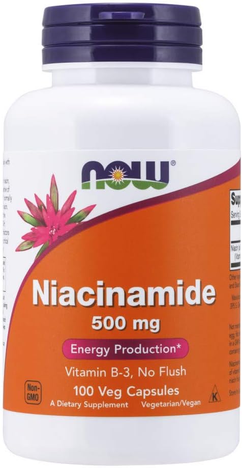 NOW Foods Niacinamida 500 mg - 100 Cápsulas (Paquete de 4)