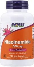 NOW Foods Niacinamida 500 mg - 100 Cápsulas (Paquete de 4)