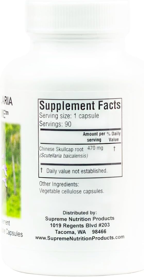 Supreme Nutrition Scutellaria Supreme, 90 Cápsulas Vegetales de Raíz de Escutelaria China Pura