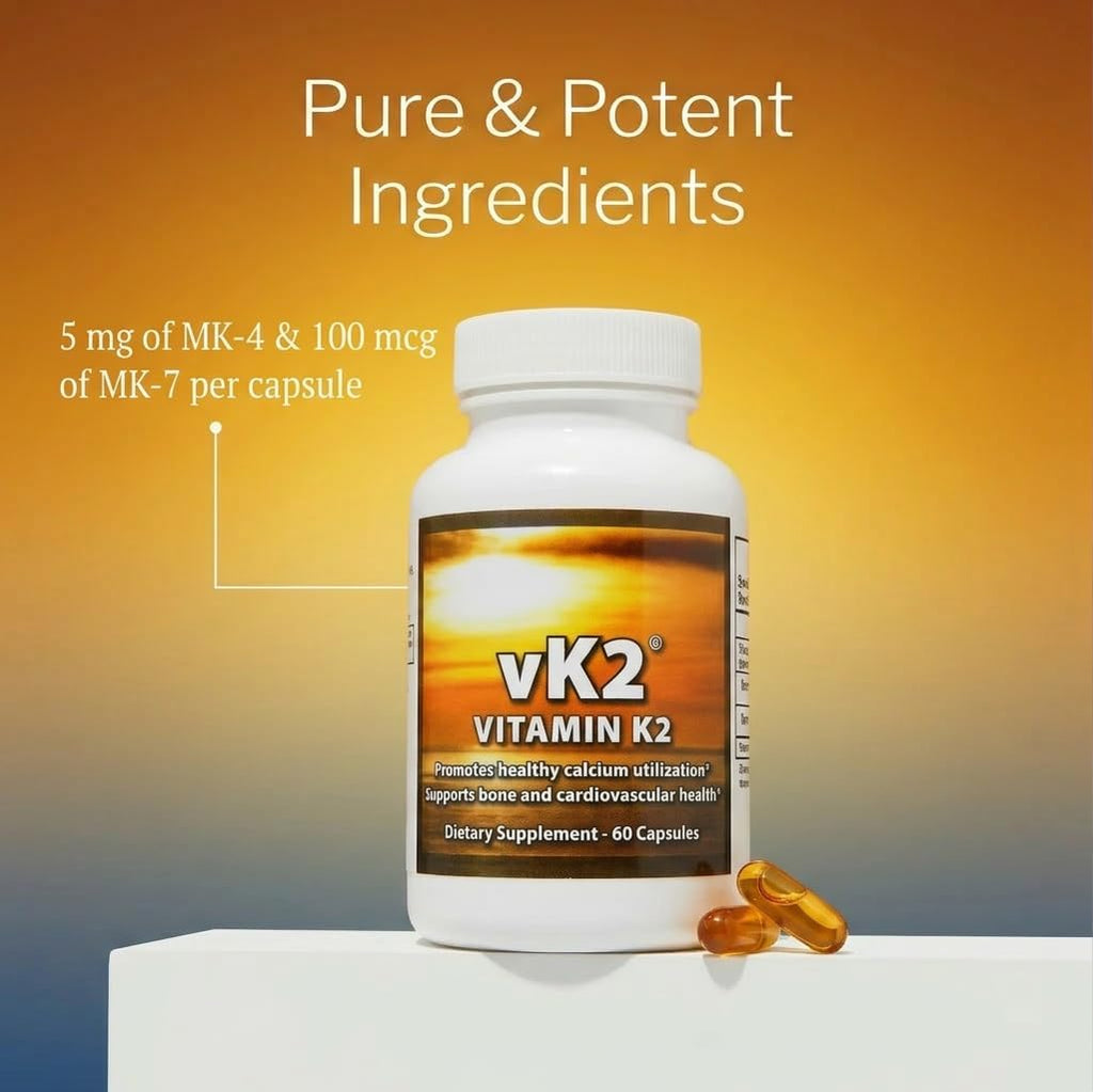 vK2 Vitamina K2 MK-4 + MK-7 – 60 Cápsulas