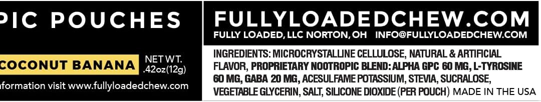 Fully Loaded Alpha Nootropic Pouches (Coco y Plátano) - 5 Latas - 15 Bolsitas por Lata