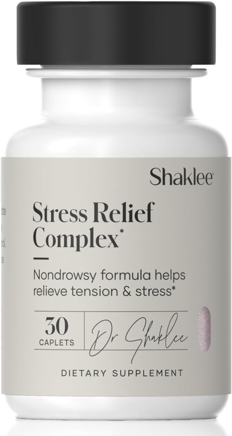 Shaklee Stress Relief Complex – Mezcla Calmante con L-teanina, Ashwagandha, Beta-sitosterol y L-tirosina – Apoyo para la Relajación sin Somnolencia – 30 Comprimidos