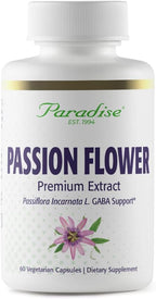 Paradise Herbs Passionflower, Suplemento de pasiflora, Super potente, Ultra puro, Vegano, Sin gluten, 60 cápsulas vegetales
