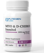 Puregen Labs Inositol Supplement | Myo Inositol & D-Chiro Inositol 2050mg - 240 Cápsulas Vegetales (2 Pack)
