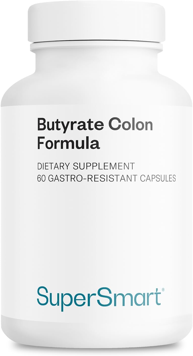 Supersmart Butyrate Colon Formula (Fórmula Avanzada) - con Cúrcuma, MicrobiomeX y Aceite de Menta - Vegano y Sin Gluten - 60 Cápsulas Gastrorresistentes