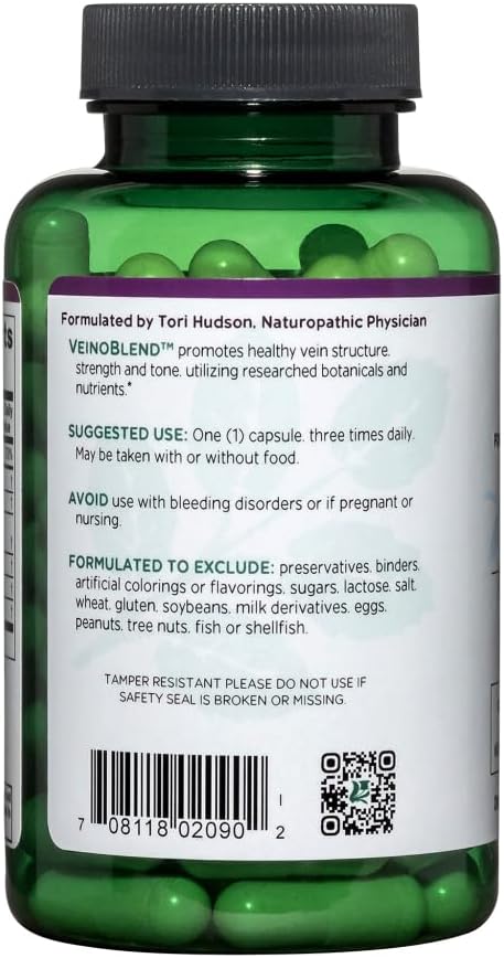 Vitanica VeinoBlend - Suplemento circulatorio con Bromelina, Gotu Kola y Vitamina C - 90 cápsulas